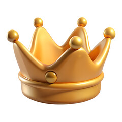 3D Golden Royal Crown Symbol On White Background