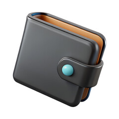 3D Wallet Icon In Black Color On White Background