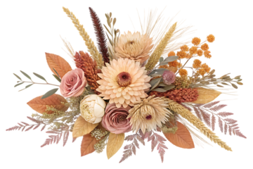Autumnal Dried Flower Bouquet Warm Earth Tones & Dried Florals