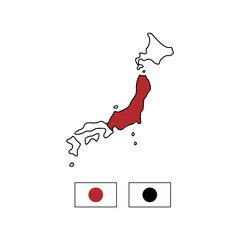 Fototapeta premium Graphic highlighting Honshu Island on a detailed map of Japan. Suitable for travel brochures, geography presentations, and educational materials. 