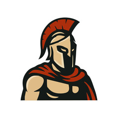 Gladiator character vector design for spartan mascot logo, helmet warrior illustration, roman soldier battle emblem for gaming or branding identity