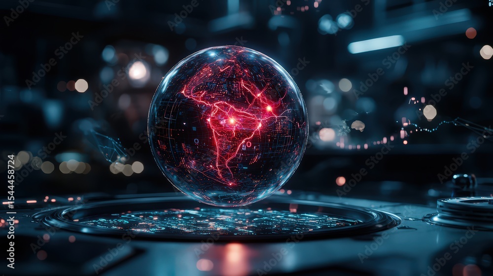 Poster Futuristic scene of intellectual property innovation digital realm 3d visualization technology setting immersive concept