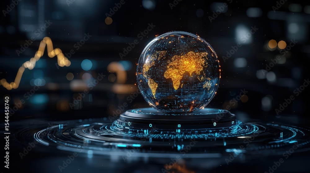 Poster Futuristic intellectual property visualization global digital art tech environment abstract viewpoint