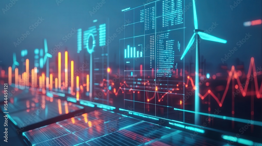 Leinwandbilder Dynamic financial dashboard analysis corporate setting data visualization digital environment futuristic view insights