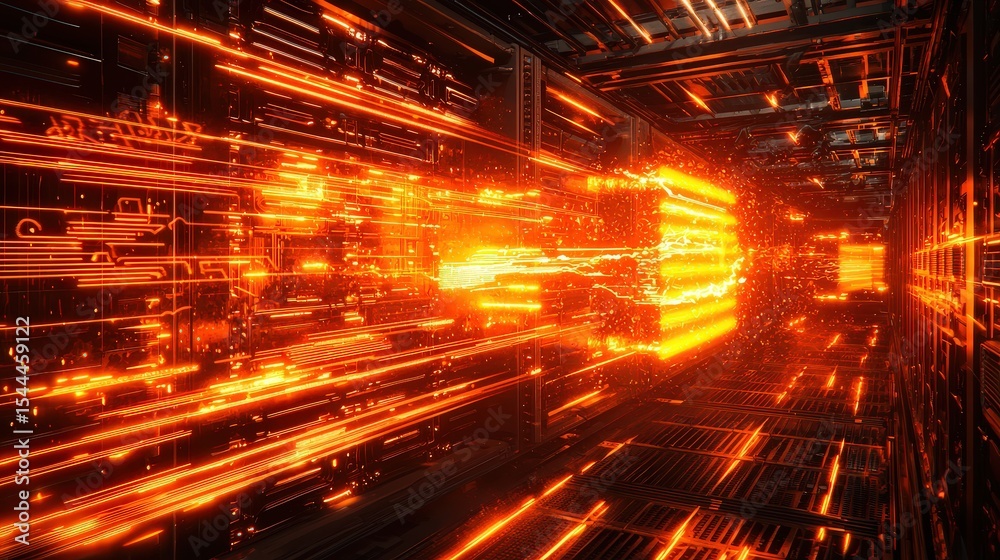 Poster Dynamic digital firewall activating cyber protection virtual environment conceptual image high-tech viewpoint