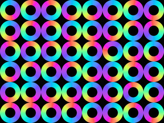 Abstract illustration background. Colorful gradient donut shape on black background.