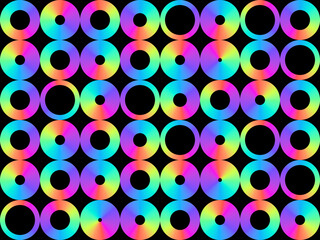 Abstract illustration background. Colorful gradient donut shape on black background.