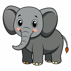 Naklejka premium Illustration of a cute cartoon elephant with big ears and a small tail standing on its feet gently created with generated ai