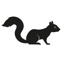 Obraz premium Silhouette of a squirrel with a bushy tail in a side view isolated on a white background illustration created with generated ai