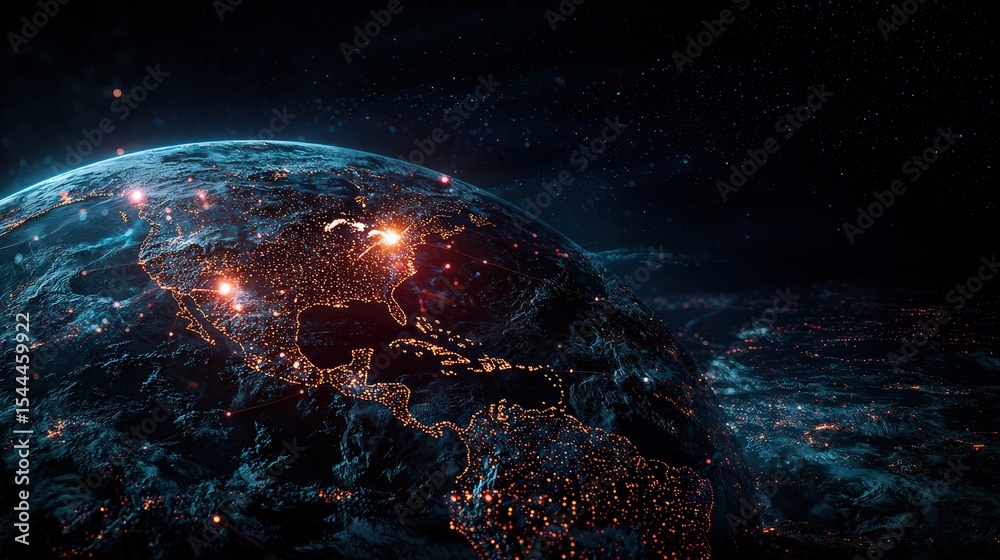 Aufkleber Digital development insights global overview of nighttime graphic visualization and innovative technology