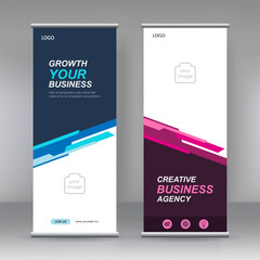 Vertical banner stand template design. Modern x-banner and flag-banner. 