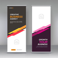 Vertical banner stand template design. Modern x-banner and flag-banner.