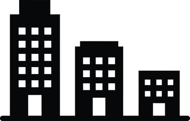 Vector Illustration of Three Buildings Tall, Medium, and Small