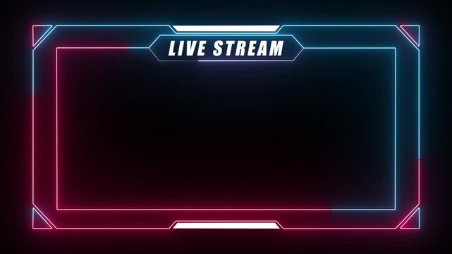 neon glowing streaming grame border frame, blue pink glowing border, live stream, rectangle, frame, glowing frame, glowing border
