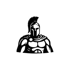 Gladiator vector spartan logo for roman warrior character, helmet armor illustration, battle emblem, esport mascot symbol, heroic soldier ancient style