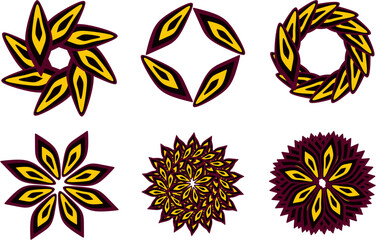 set of abstract floral elements, pattern sets, design of flowers art vector 