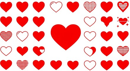 Hearts Collection Red Vector Romance Love