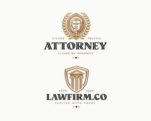 Vintage classic unique Legal and Law Firm, attorney logo template