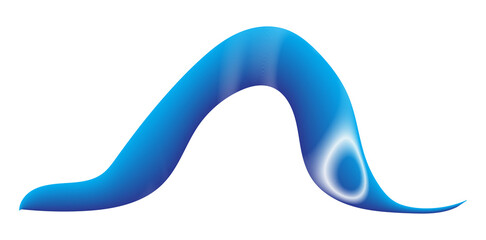 Abstract blue wave form flowing on transparent background, digital art illustration
