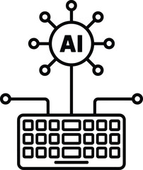 AI Input Icon – Keyboard Connected to Artificial Intelligence Node