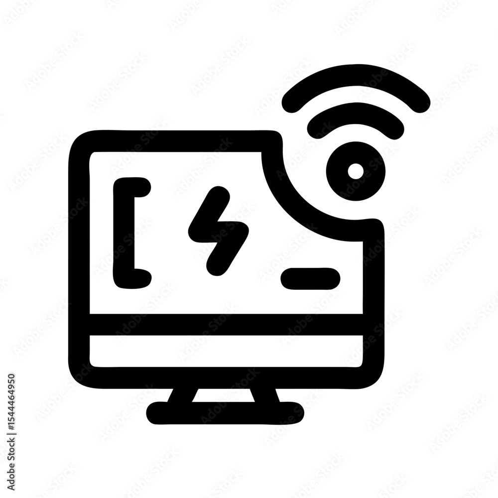 Poster smart energy monitor icon displayed on computer screen with wifi signal. this smart energy monitor i
