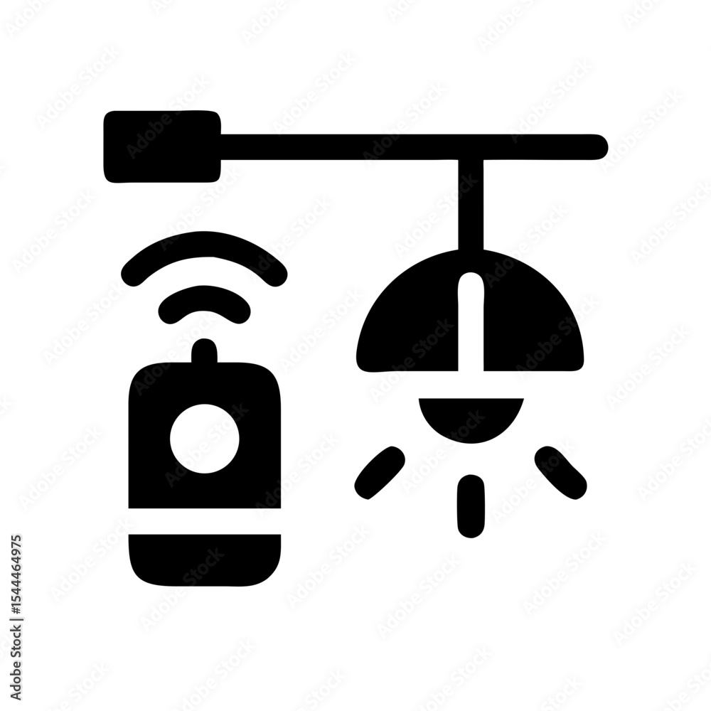 Poster smart lighting system icon. wireless remote control for smart home lighting. modern smart lighting s