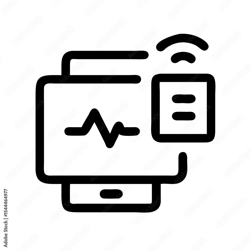 Poster smart health monitoring system displayed on digital device screen. health monitoring app shows heart
