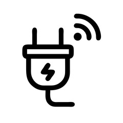 Smart energy saving plug icon.  Energy saving plug with wifi symbol. This smart device icon is perfect for app interface design, website development, or smart home technology illustration.