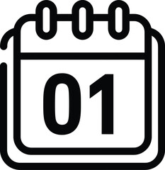 Minimal Calendar Icon with Date 01 – Bold Line Style