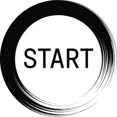 Start Button Icon – Circle Outline with Start Text for UI and Interface Use