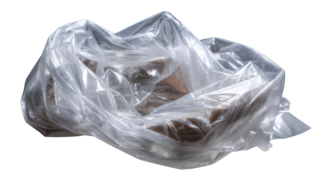 Bagged Contents: An image of a transparent plastic bag filled with contents of unknown origin. - Powered by Adobe