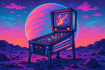 Retro Arcade Pinball: Neon Cosmic Gaming Adventure