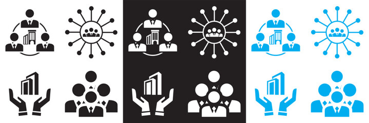 Icons for corporate.  Vector for websites, mobile interfaces, presentations, banner, visual branding etc. Vector illustration. isolated on white and black background. EPS 10