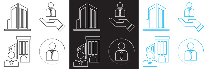 Icons for corporate.  Vector for websites, mobile interfaces, presentations, banner, visual branding etc. Vector illustration. isolated on white and black background. EPS 10