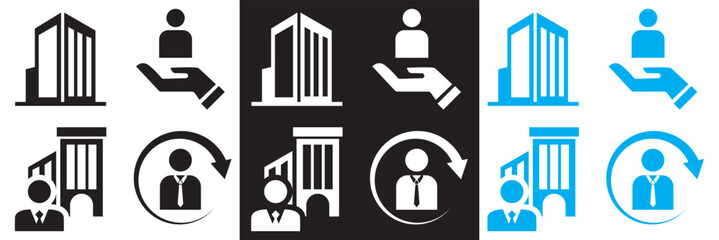 Icons for corporate.  Vector for websites, mobile interfaces, presentations, banner, visual branding etc. Vector illustration. isolated on white and black background. EPS 10