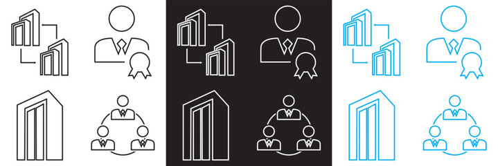 Icons for corporate.  Vector for websites, mobile interfaces, presentations, banner, visual branding etc. Vector illustration. isolated on white and black background. EPS 10