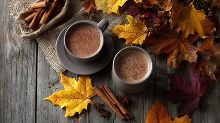 Cozy Fall Drink Scene with Coffee and Spices