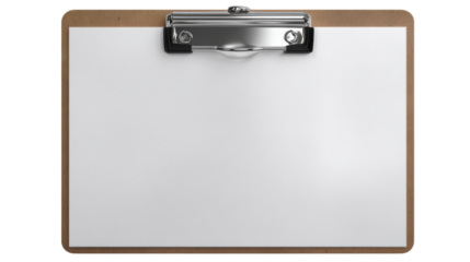 Clipboard with Blank Paper: A clean, professional image of a clipboard with a blank sheet of paper, perfect for showcasing your text or design.