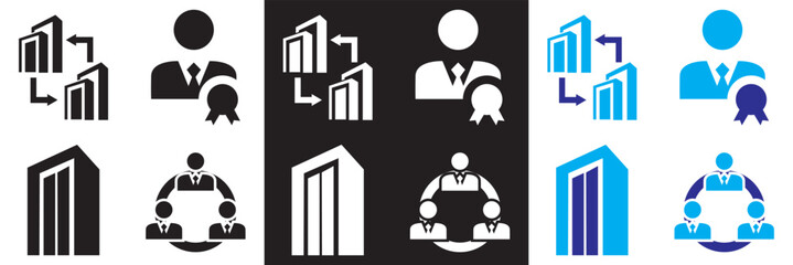 Icons for corporate.  Vector for websites, mobile interfaces, presentations, banner, visual branding etc. Vector illustration. isolated on white and black background. EPS 10