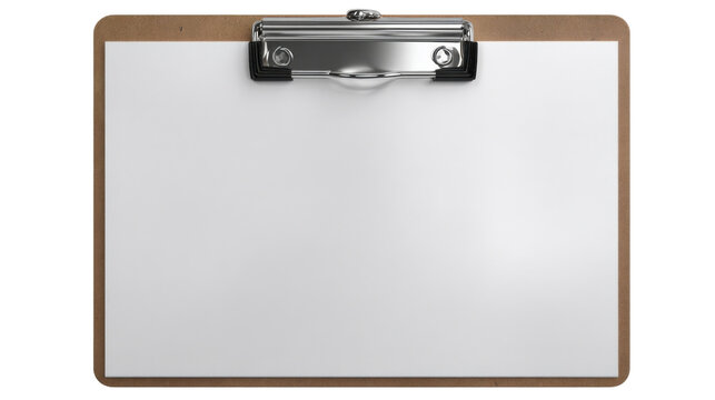 Clipboard with Blank Paper: A clean, professional image of a clipboard with a blank sheet of paper, perfect for showcasing your text or design.