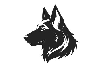 Naklejka premium Elegant German Shepherd Head Silhouette Profile Isolated on White Background