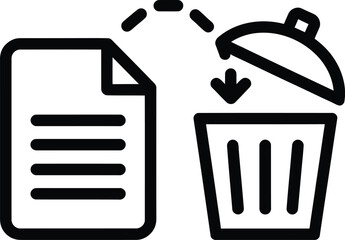 Delete Document Icon – File to Trash Bin Symbol in Outline Style