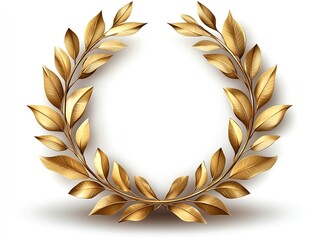 Golden Laurel Wreath Award Icon with Halo Effect on Transparent Background, Center Text Space Vector


