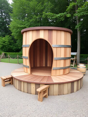 Naklejka premium Wooden Distellery Barrel Stage