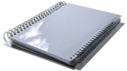 Open Notebook on the Desk: A pristine open notebook lies ready, its blank pages inviting creativity and ideas, offering a fresh start for writing, sketching, and note-taking.