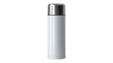Thermos Bottle in Pristine Detail: A modern thermos bottle, meticulously captured against an understated backdrop, epitomizes a sleek design aesthetic. Showcasing simplicity and functionality.