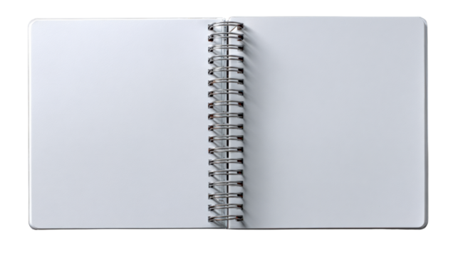 Open Notebook: An overhead shot of an open notebook with blank pages. It is a perfect visual for notes, writing, journaling, and brainstorming.