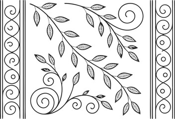 Fototapeta premium Elegant Leaf Border Design Collection for Nature Inspired Projects and Invitations. Decorative Leaf Border Designs Perfect for Cards Posters and Seasonal Templates. Botanical Leaf Border Set