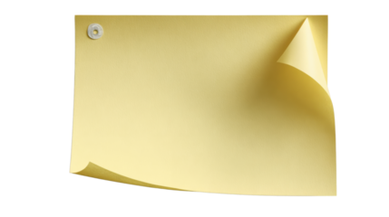 Yellow Note Paper: A close-up shot of a yellow note with a bent corner. it could be used for a message, memo, or reminder, often seen in offices or schools.