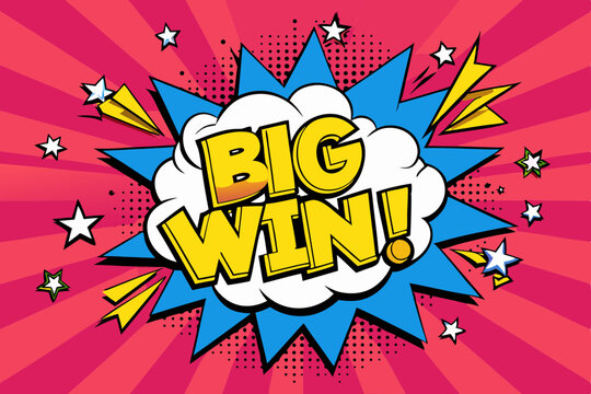 Big Win Comic Style Text Burst Pop Art Celebration vector illustration